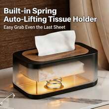 1pc Tissue Box, Plastic Tissue Storage Box, Bathroom Tissue Box, Suitable For Bedroom, Office, Living Room (Black) - Multicolor - View 5