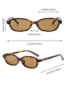 1 Pair Men's Patterned Oval Small Frame Retro Minimalist Fashion Glasses For Street Style, Travel And Vacation - Multicolor - View 4