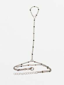 Elegant Women's Minimalist Finger Bracelet, Bridal Jewelry Fashion Hand Accessory - Silver - View 3