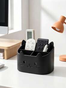 This Practical Desktop Organizer Combines Pen Holder And Multi-Functional Storage Box Functions, Featuring A Cute Cat Face Design With Multiple Compartments To Neatly Store Pens, Pencils, Markers And Various Office Supplies - One Size - View 7