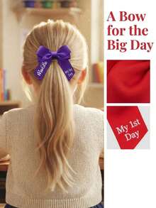 Custom Text Bow Hair Clip, Heartfelt Memento Accessory For Child's Important Moments Like Birthday Parties, Family Portrait Sessions And Daily Wear - Multicolor - View 5
