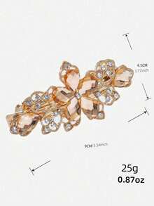 3pcs Rhinestone Flower Metal Hair Clips - Multicolor - View 2