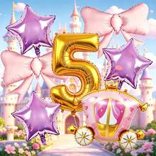 Dream Princess Carriage Balloon Set, Includes Gold Number, Bow, Star And Carriage Balloons, Suitable For Princess Theme Birthday Decoration, Fairy Tale Style Party And Other Occasions - View 15