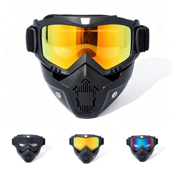 Gafas con máscara facial, gafas para motocross, casco de equitación, gafas retro para esquí