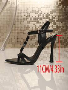 2026 Summer New Women's Thin High Heel Sandals, Fashionable Minimalist Sandals, Versatile And Elegant - Black - View 3