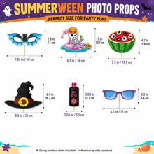 Summerween Photo Booth Props, 35Pcs Halloween Party Decorations With Beach & Tropical Theme Masks, Fashion Glasses And Signs, Funny Halloween Photo Props For Summer Parties, Pool Parties, Costume Parties - Style 1 - View 6