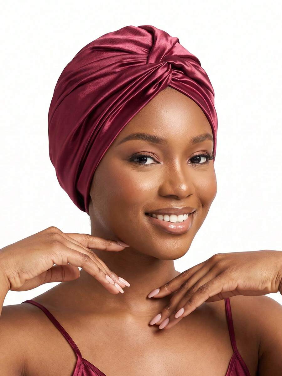 YPGVUO 1PC Satin Twist Turban Headwrap, Smooth Silky Solid Color Head Scarf, Soft Stretchy Turban Cap For Daily Wear, Hair Protection & Prayer Occasions