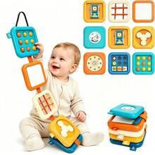 Mainan Sensorik Bayi Lipat 5-in-1 untuk Perjalanan, Kubus Aktivitas Gantung Portabel untuk Kereta Dorong/Tempat Tidur Bayi, Mainan Gelisah untuk Melatih Keterampilan Motorik Halus ala Montessori, Usia 18 Bulan ke Atas - MultiWarna - View 5