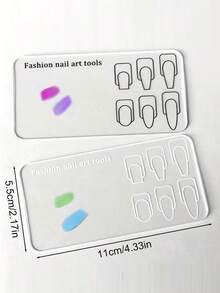 Transparent Thickened Nail Art Palette, Acrylic Nail Art Practice Board, Transparent Reusable Nail Art Practice Palette, Beginner Nail Art Template, Reusable Painting Practice Board, Nail Art Tools - Multicolor - View 4