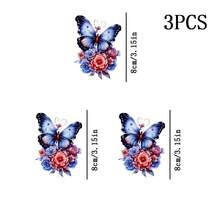 1/2/3pcs DTF Heat Transfer Iron-On Patches, Charming Butterfly And Floral Cartoon Patterns, Suitable For T-Shirts, Hoodies And Tote Bags, Used For Decorating Clothing And Home Holiday Decorations - Multicolor - View 6