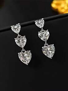 1 par de elegantes pendientes de circonita cúbica para mujer, joyería para boda, compromiso y fiesta, regalo del Día de San Valentín - 1# - Ver 2