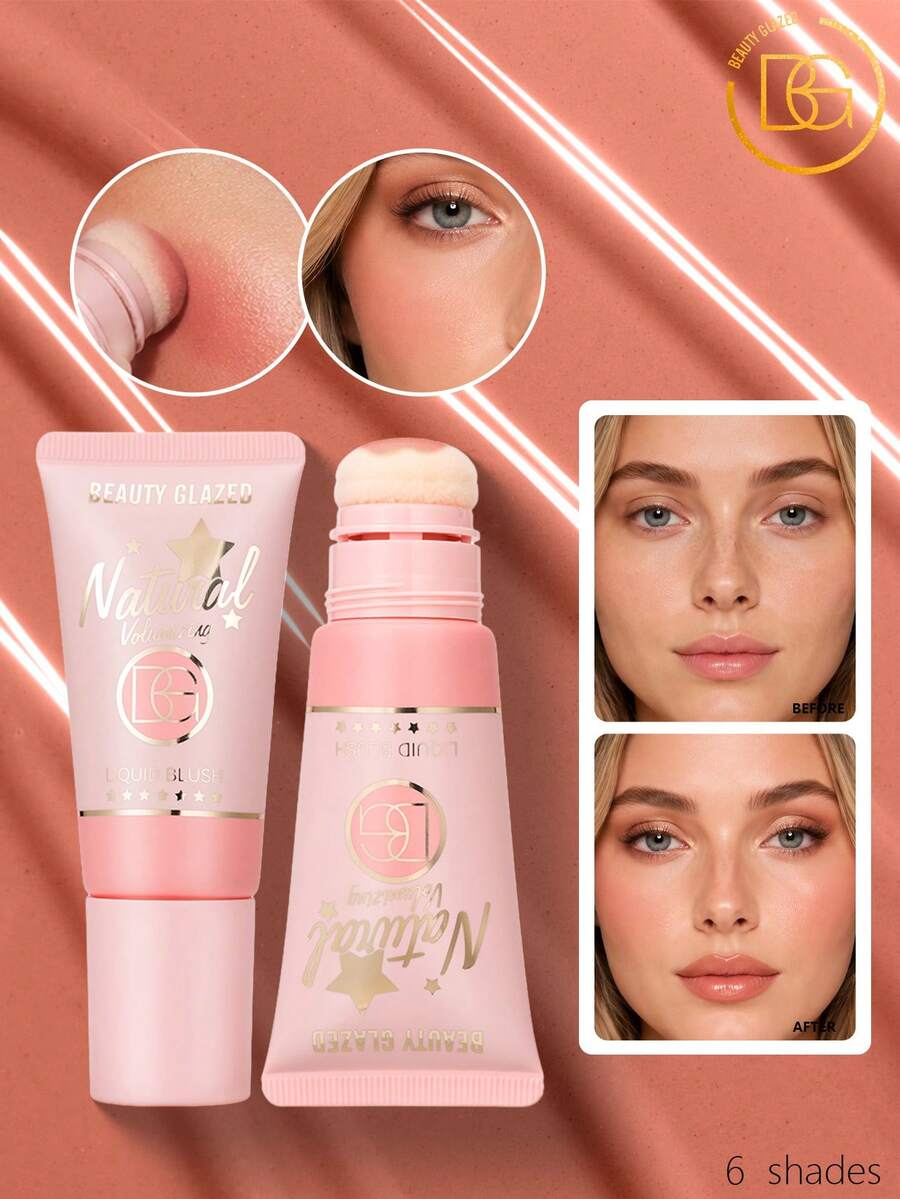 beauty glazed Blush Cosmetics 液體腮紅棒,絲滑奶油霧面質地,自然妝感頰彩,持久輕盈保濕腮紅 - #02 - 查看 1
