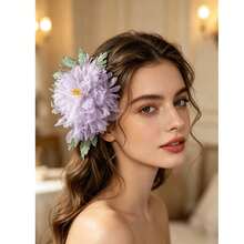 1件女款絲綢雪紡新娘婚禮季盤髮髮飾 - 9712 - 查看 8