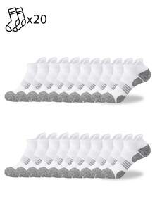 1/5/10/20 Pairs Women's Short Socks, Towel Bottom Striped Sports Socks, Comfortable Soft Anti-Slip Shock-Absorbing Running Socks - Multicolor - View 21