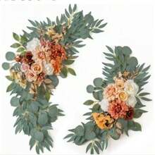 2pcs 2D Flat Acrylic Decorative Hanging Ornaments, Non-3D Orange Flower Curtain Decor For Wedding Ceremony, Birthday Party, Graduation Ceremony And Other Occasions, Wedding Celebration Welcome Curtain - A - View 4