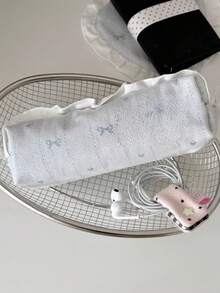 1pc Korean Style Pink Bow Lace Pencil Case, Ins Minimalist Large Capacity Stationery Storage Pencil Pouch,Back To School Season - Multiple Styles - View 4
