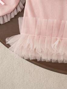 Autumn/Winter Cute Patchwork Baby Girl Dress And Heart-Shaped Bag Sweet Party Infant Dress - Pink - View 6