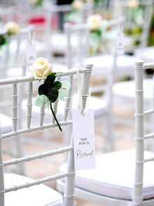 1/12pcs Ribbon Wedding Chair Reserved Cards - Decorative Seat Cards For Ceremony And Party Events, Ideal Party Supplies For Bridal Shower Seating Arrangement, Table Cards, Place Cards And Table Markers - Multiple Styles - View 5