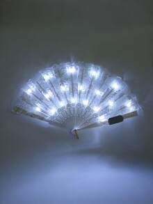 1件裝嘉年華折疊扇 LED燈大號手持扇 紫色燈光手扇（含電池）派對禮物、母親節、世界盃、表演、婚禮、生日、居家裝飾、夜店、發光派對用品、螢光道具扇、日式拍扇、音樂節、嘉年華、遊樂設備、聖誕節、萬聖節派對、秋季裝飾、Cosplay、夜光 - 發光蕾絲扇子 - 查看 16