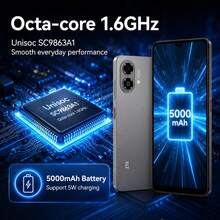ZTE Blade A35e Smartphone, Silver Gray, Unlocked, Android 14, (2GB RAM + 4GB Fusion Memory) + 64GB ROM, 5000mAh Battery, Dual SLM 4G, 4G LTE, Global Version - Silver Gray - View 5