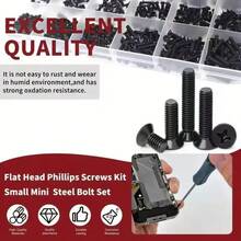 860 PCS Small Computer Screws Assortment Kit, Black Tiny Eyeglass Screws M1.2 M1.4 M1.7 M2 M2.5 M3 - Black - View 6