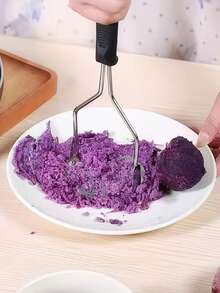 1pc Stainless Steel Potato Masher, Manual Vegetable & Bean Masher, Suitable For Potato, Sweet Potato, Beans And Vegetables, Home Cooking Meal Prep Kitchen Tool, Mother's Day, Spring Cooking - Black - View 9