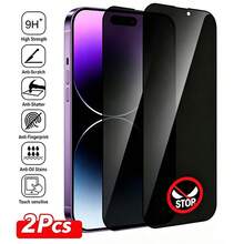 2片隱私玻璃螢幕保護貼，相容 iPhone 12 12 mini 12 Pro 12 Pro Max 13 13 Pro 13 Pro Max，隱私防窺螢幕保護貼，相容 iPhone 14，耐刮防水，相容 iPhone 16 Pro，手機配件，易安裝，生日禮物 [國際版，非本地版] - 彩色 - 查看 2