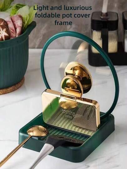 Kitchen Dishes Pot Holder Green White Portable Foldable Space-Saving Shelf Spoon Shovel Drain Plate Chopsticks Spatula Holder Kitchen Storage Storage Storage Clean Kitchen Necessary.