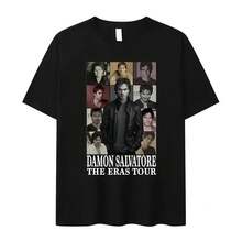 Camisa con estampado de Damon Salvatore Ian Somerhalder de drama televisivo para mujeres, moda gótica retro, camisa oversize para streetwear de mujer - YL540-7BIack - Ver 7