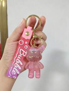 Gantungan Kunci Beruang Holografik Laser Warna-warni, Liontin Boneka Beruang Transparan Gradien dengan Tali Silikon, Aksesori Lucu untuk Tas, Kunci Mobil - MultiWarna - View 7