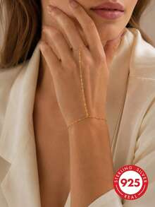 GLIMMER GI 1pc Women's S925 Sterling Silver Low-Allergy Chain Bracelet, European And American Style Versatile Fashion Daily New, Suitable For Daily Wear/Vacation/Valentine's Day/Birthday/Mother's Day Gift, European And American Style/Bohemian Style - Silver - View 3