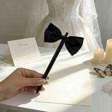 1pc/2pcs Exquisite Bride & Groom Pens With Pearl Bow Tie Decoration, Suitable For Wedding, Registration And Proposal Photo Props, Teacher's Day Gift, Wedding Signing Pen, Diary Writing Pen - Round - View 9