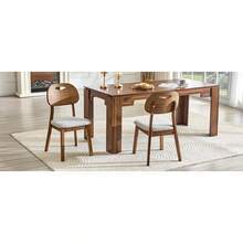 Modern Style Dining Chair Set (2 Pieces) / Oval Solid Wood Dining Chairs With Backrest / Wooden Chairs With Carrying Handles / Upholstered Kitchen Chairs / Suitable For Dining Room And Living Room - 灰+胡桃木色 - 查看 11