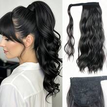 18 Inch Wavy Ponytail Hair Extension, Wrap-Around Clip Design, Suitable For Women's Daily Use - Multicolor - View 10