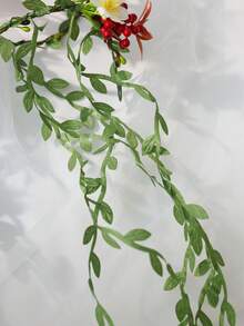 1/3/5件優雅波希米亞風紅色花卉手臂花環，配白色點綴與綠葉，浪漫新娘手臂飾品，適合晚宴派對攝影 - 紅色 - 查看 4