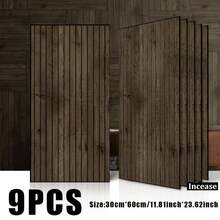 Large Size Detachable Wood Grain Vertical Slat Decorative Wall Panel / Wall Sticker, 30cm*60cm Single Piece Significantly Reduces Seam Gaps, Gentle Low-Residue Design Friendly For Rental Home Renovation, Fully Removable Without Damaging Wall Latex Paint, Vertical Slat Visual Stretch Height, Instantly Removes Oppressive Feeling For Small Apartments - GS-9-piece - View 19