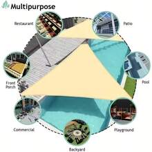 1pc Outdoor Triangle Sun Shade Sail, UV Protection Triangle Sun Canopy, Designed For Swimming Pool, Patio, Backyard, Deck And Garden Outdoor Activities - Khaki - Multicolor - View 3