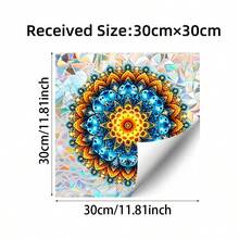 1pc Prism Rainbow Mandala Window Stickers Shiny Colorful Floral Lotus Pattern Light Refraction Iridescent Design Self Adhesive PVC Decals For Home Glass Window Bohemian Spiritual Holiday Decor, Diwali - Mandala - View 11
