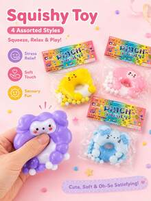 Cute Squeeze Family Donut Squishy Toy, Super Soft Slow Rebound Squeeze Toy, Cute Colorful Donut Shaped Stress Relief Ball, Portable Sensory Relief Toy, Suitable For Relieving Stress And Anxiety, Perfect For Students, Office Workers And Party Gifts Desk Toy - Multicolor - View 4