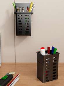1pc Multi-Function Dual-Use Hollow Drainage Storage Cup, Countertop And Wall-Mount Universal, Toothbrush And Toothpaste Holder, Wall-Mounted Bathroom Comb And Razor Storage Rack, Drill-Free Bathroom Shelf, Kitchen Utensil Storage Rack, Stationery Pen Holder - Multicolor - View 4