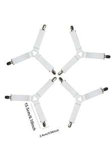 4 piezas correas para sábanas, correas para sábanas ajustables - Blanco - Ver 6