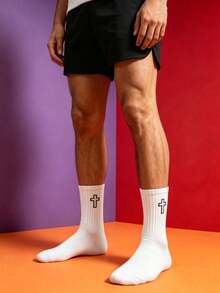 1/5/10/20 Pairs Unisex Cross Sports Socks, Casual Minimalist Style Suitable For Dating And Sports Wear - Multicolor - View 6