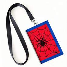 1pc Tri-Fold Neck Wallet, Cool Spider Web Pattern, Anti-Loss Lanyard, Multi-Card Slots & ID Window, Daily Casual Outdoor Beach Bag - Multicolor - View 5