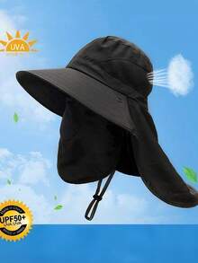 1pc UV Protection Wide Brim Bucket Hat With Detachable Face Mask, Suitable For Hiking, Fishing, Outdoor Activities, Unisex Summer Hat - Multicolor - View 8