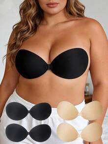 Plus Size Invisible Self-Adhesive Push-Up Bra, Women's Seamless Strapless Bra, Strapless Bra - Multicolor - View 1