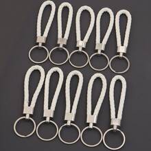 10pcs/Pack PU Braided Keychain 11.5cm Zinc Alloy Hook Simple Colorful Dopamine Leather Rope Pendant Keychain DIY Pendant Phone Lanyard Accessory - Woven Keychain - View 14