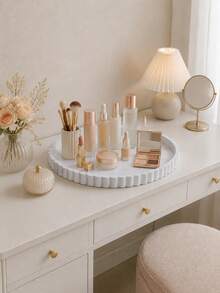 Round Silicone Vanity Tray 9 Inch / 12 Inch Scalloped Organizer | Decorative Tray For Bathroom Counter, Perfume Candle Soap Makeup Vanity Centerpiece Dresser Living Room Decor - Multicolor - View 3