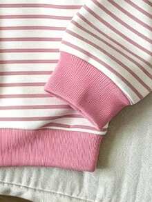 Young Girl Letter Pattern Warm Hooded Sweatshirt - Pink - View 4