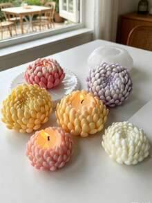 1pc Chrysanthemum & Lotus Silicone Mold Scented Candle Making Mould For DIY Gypsum Soap Epoxy Resin Clay Irregular Desktop Hanging Ornament Silicone Mold Valentine's Day Mother's Day Thanksgiving - A - View 3