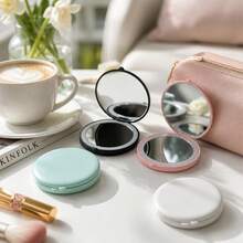 Compact 3.5 Inch (Approx. 8.9 Cm) Rechargeable Travel Makeup Mirror, 10X Magnification Double-Sided Round Folding Design LED Light Pocket Mirror, Portable Mirror, Ideal Gift For Women, Girls, Students (White) - Multicolor - View 9